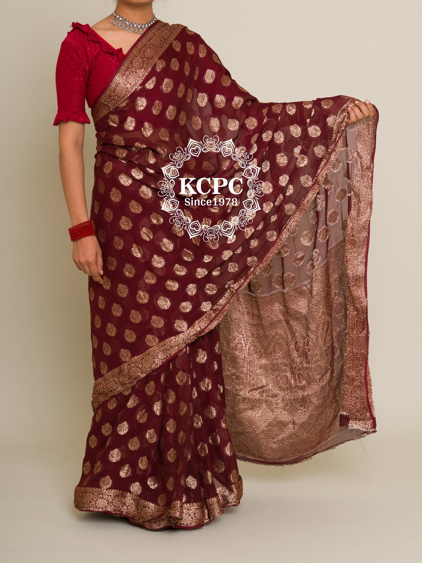Pure Georgette Banarasi Zari Weaving Saree, Or , KCPC