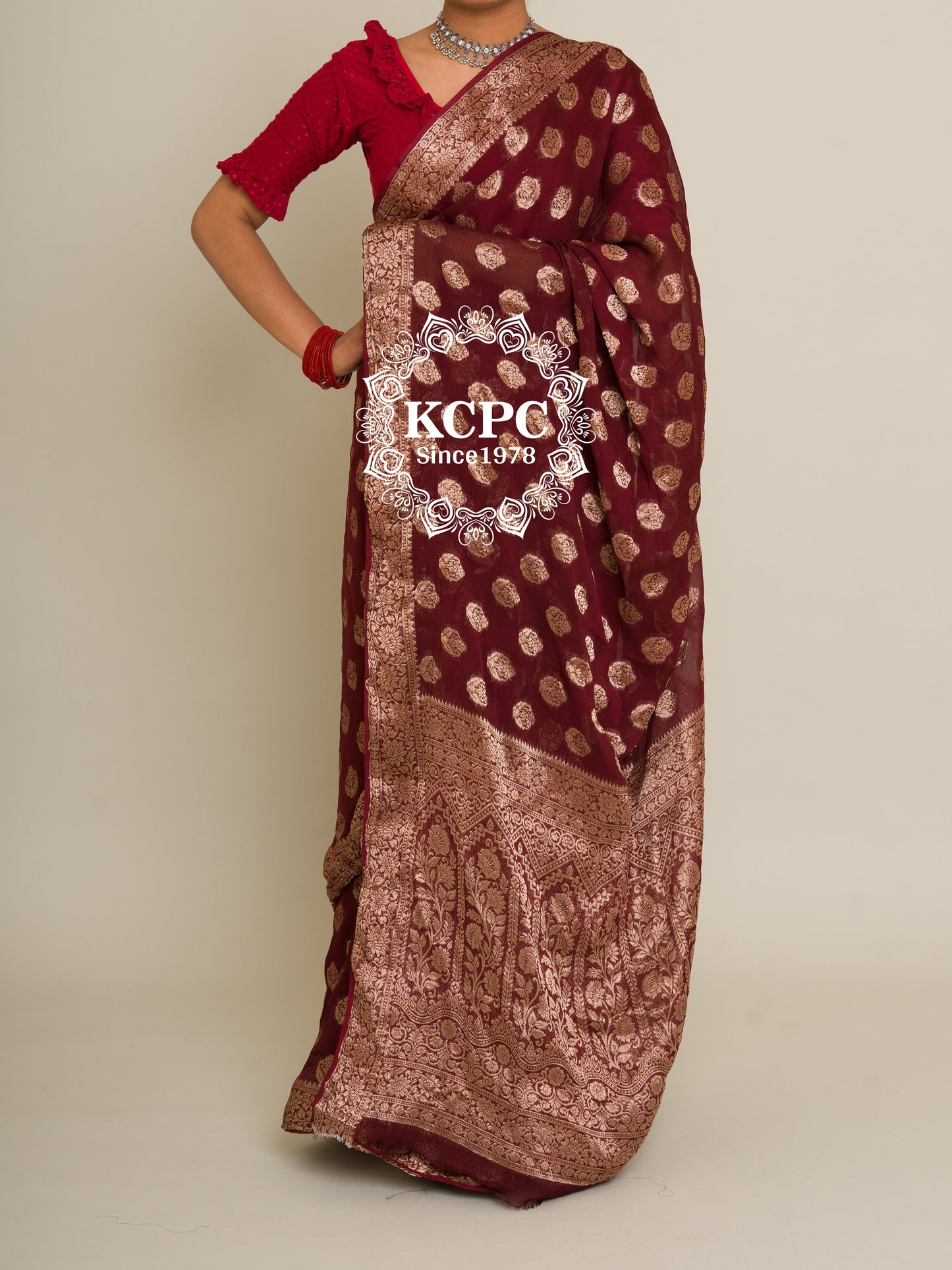 Pure Georgette Banarasi Zari Weaving Saree, Or , KCPC