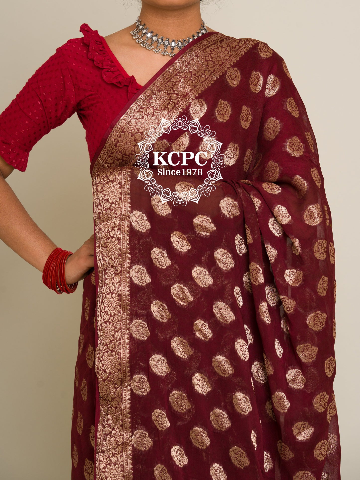 Pure Georgette Banarasi Zari Weaving Saree, Or , KCPC