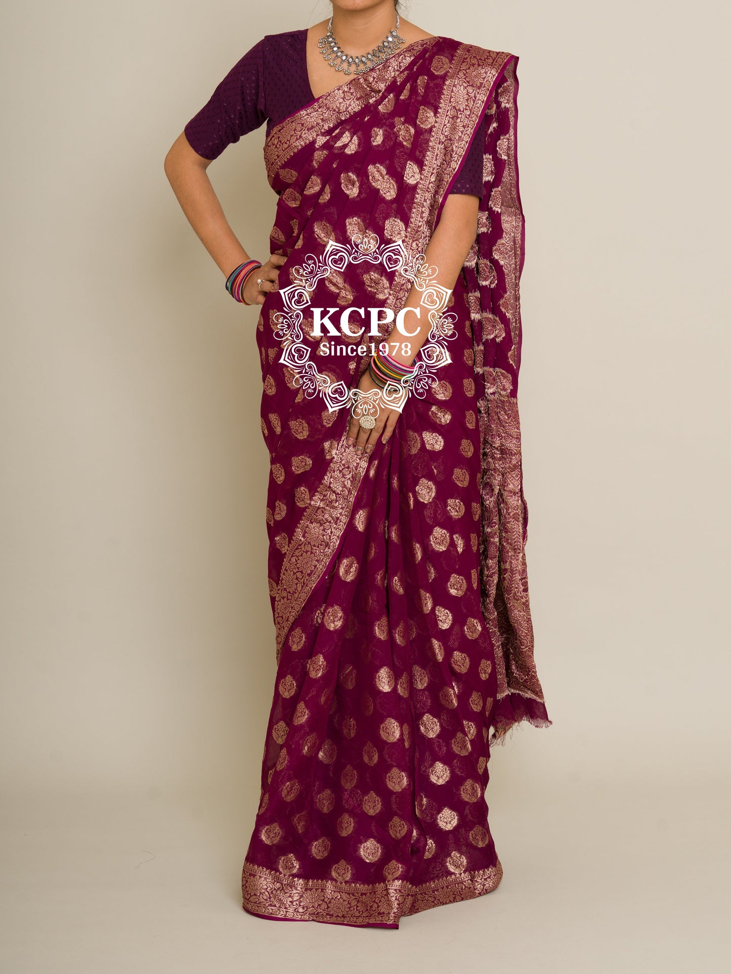 Pure Georgette Banarasi Zari Weaving Saree, Or , KCPC
