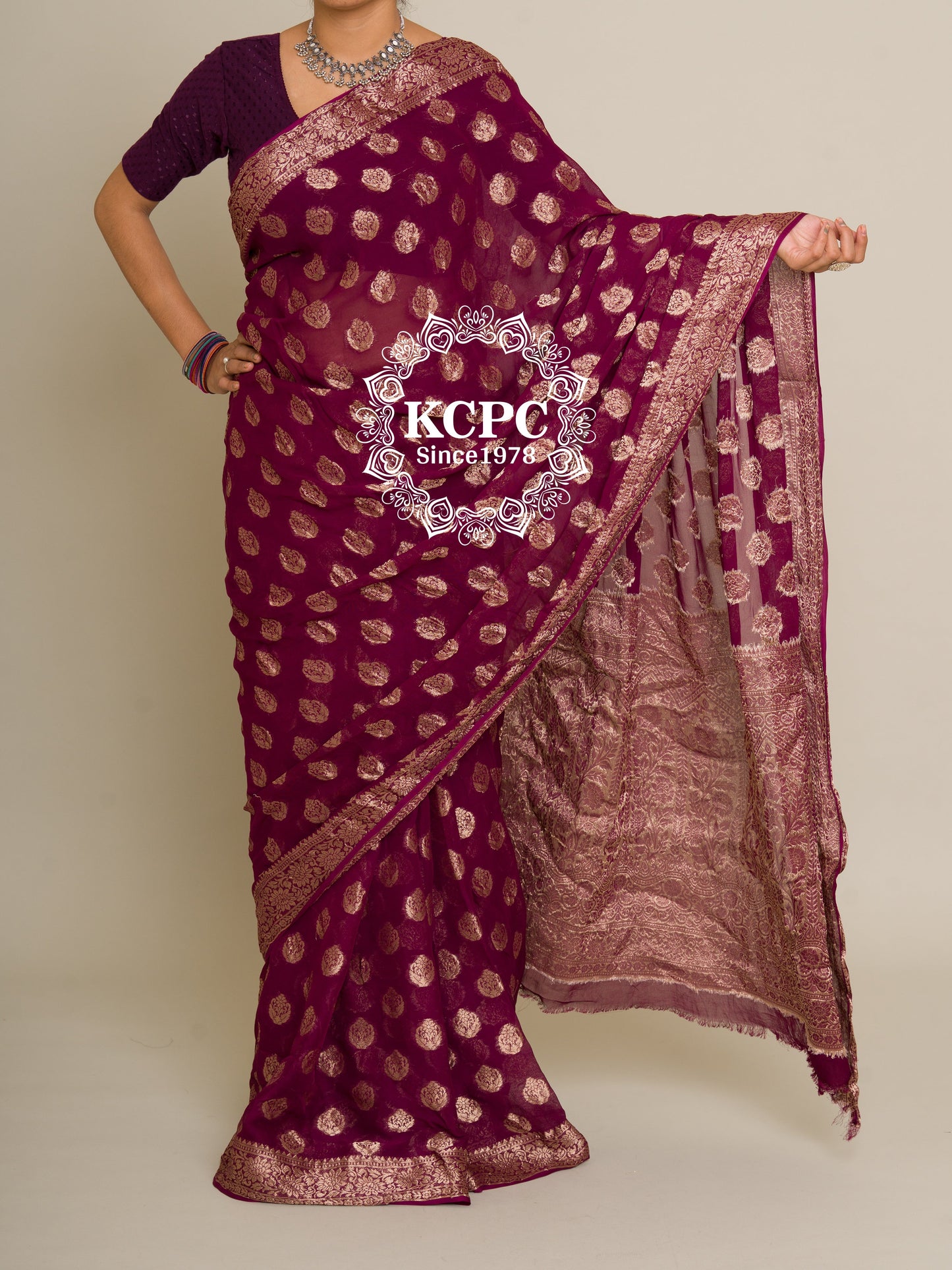 Pure Georgette Banarasi Zari Weaving Saree, Or , KCPC