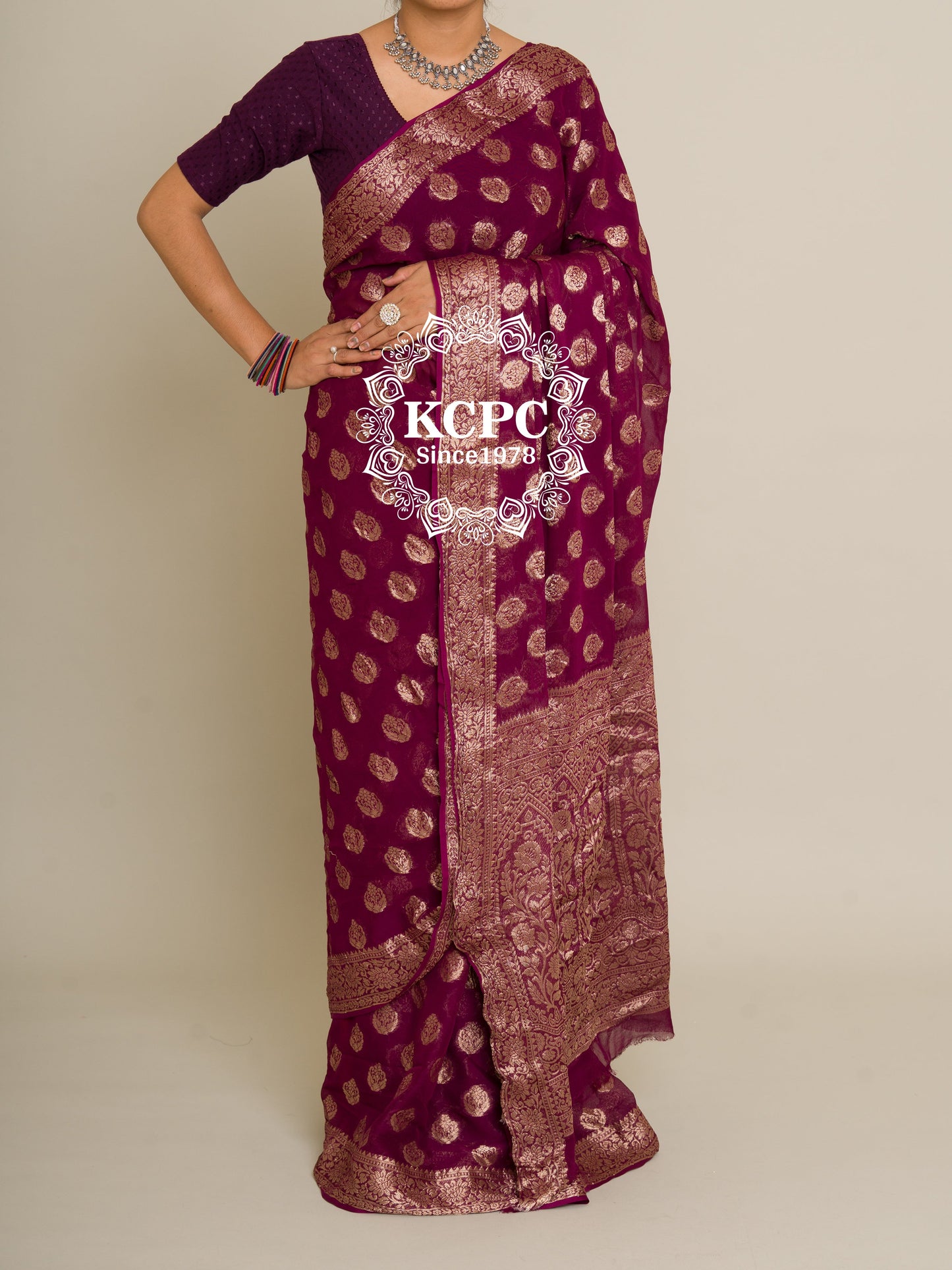 Pure Georgette Banarasi Zari Weaving Saree, Or , KCPC