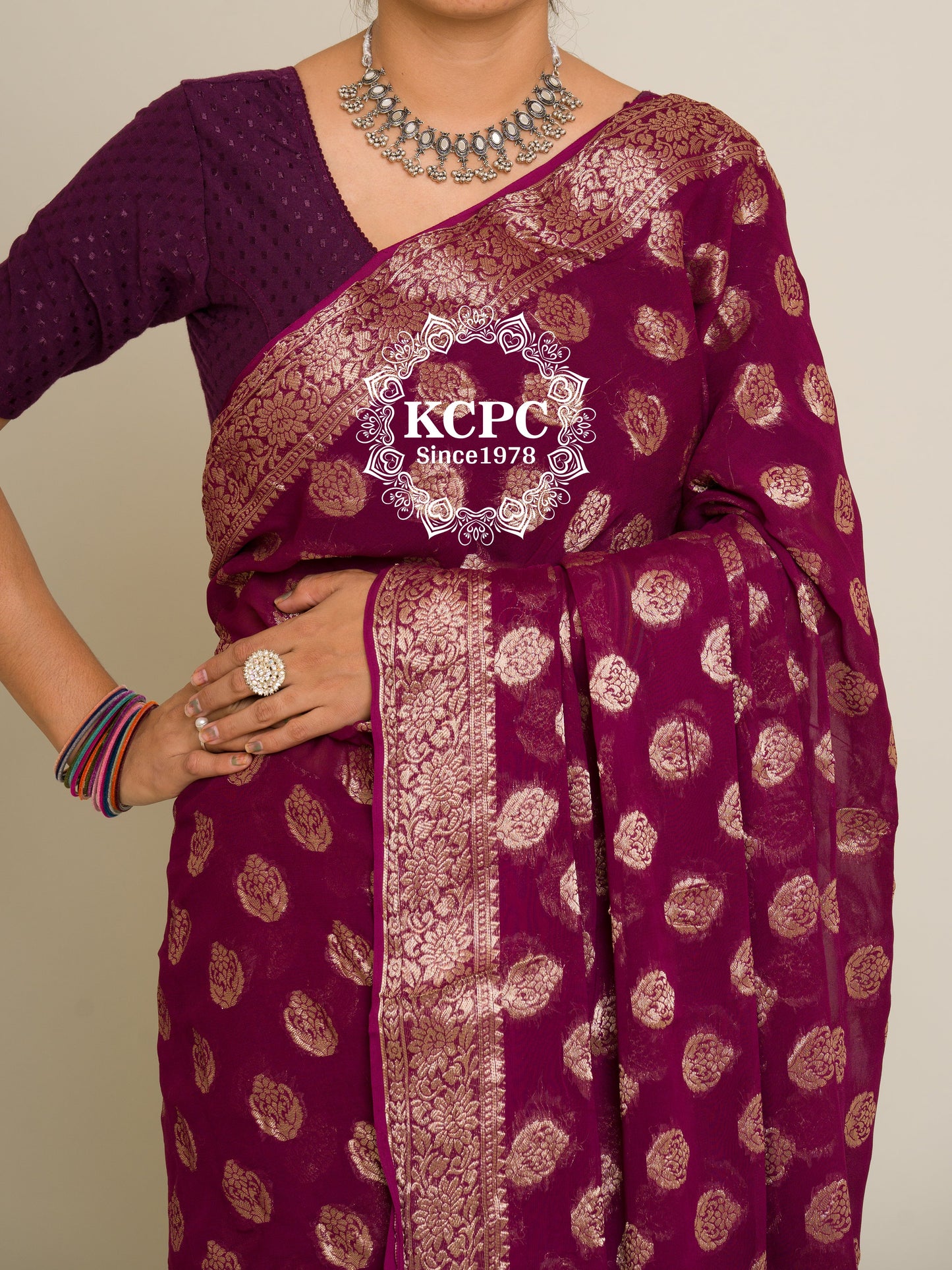 Pure Georgette Banarasi Zari Weaving Saree, Or , KCPC