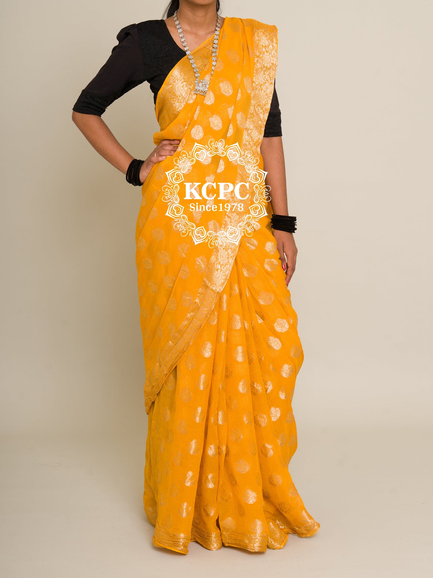 Pure Georgette Banarasi Zari Weaving Saree, Or , KCPC