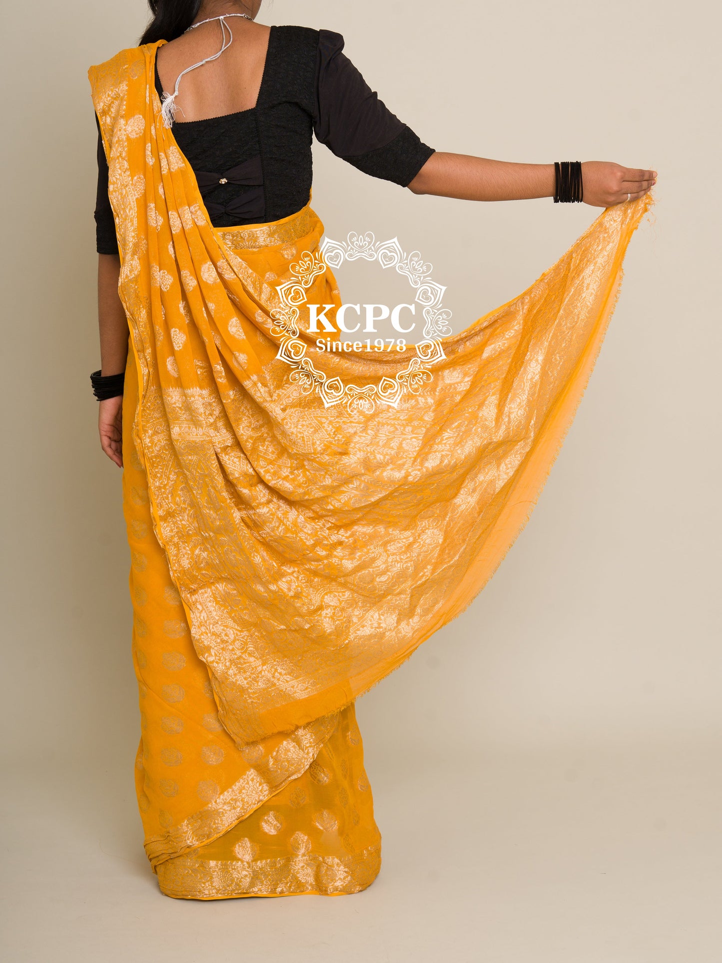 Pure Georgette Banarasi Zari Weaving Saree, Or , KCPC
