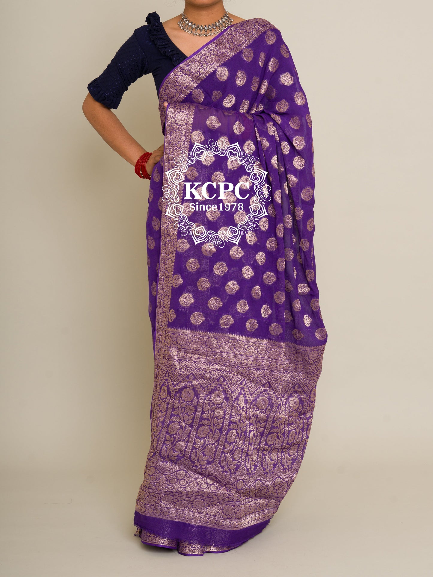 Pure Georgette Banarasi Zari Weaving Saree, Or , KCPC