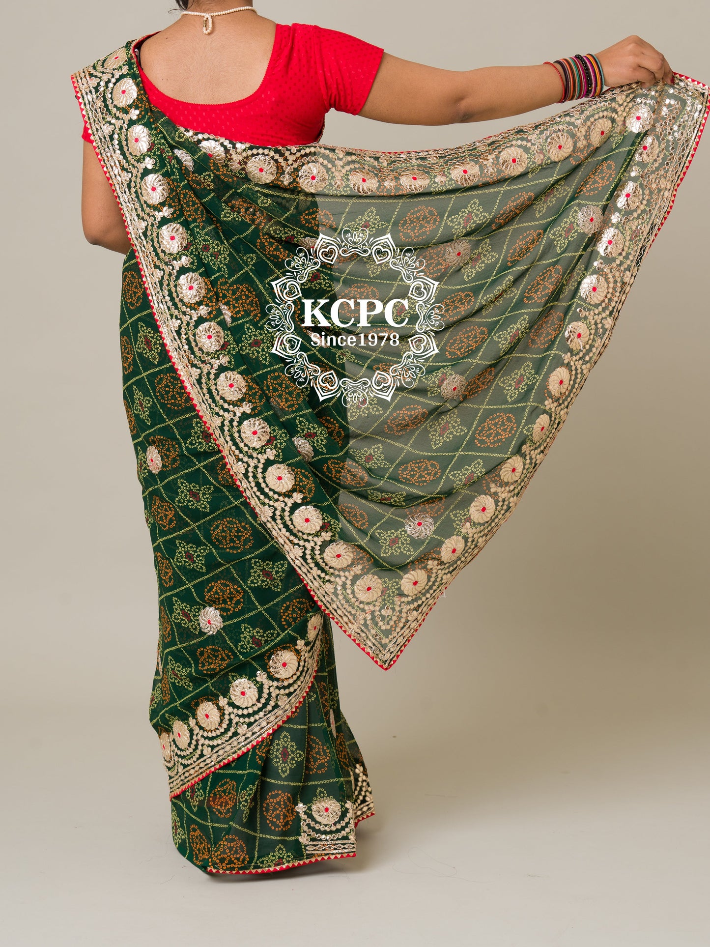 Pure 60 gram Georgette bandhani gotapatti work saree