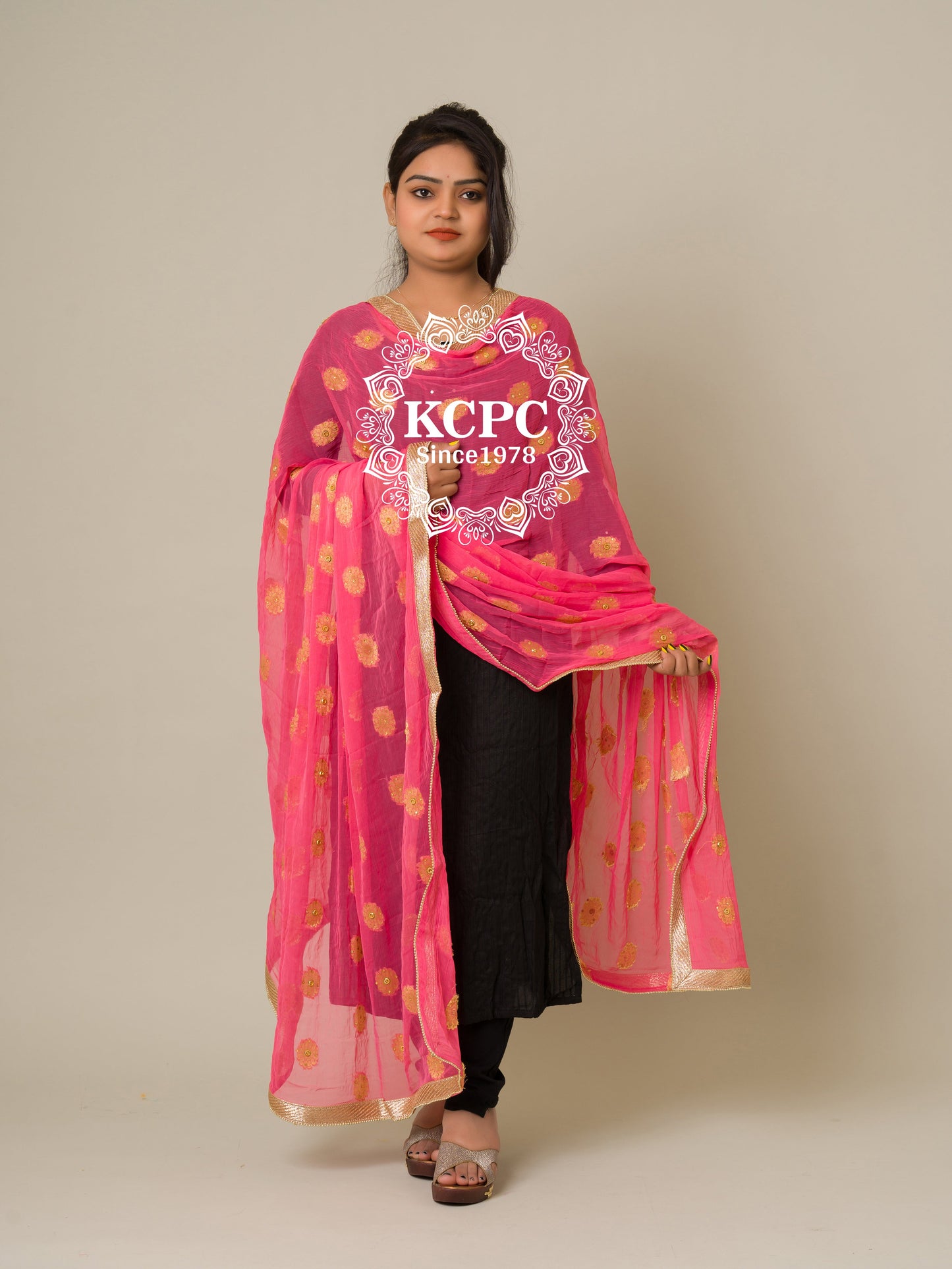 New dollar butti chiffon moti border bridal dupattas