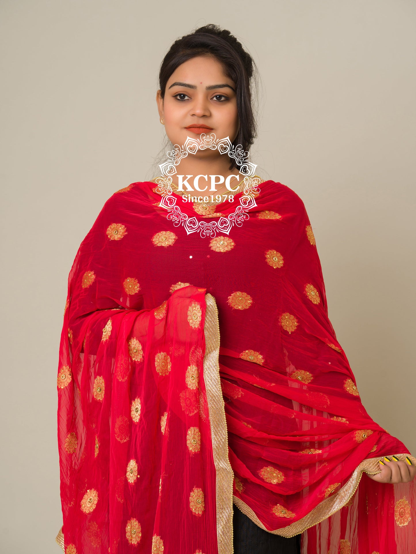 New dollar butti chiffon moti border bridal dupattas