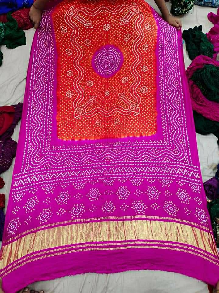 Pure Gaji Silk Bandhani chandokhani dupatta