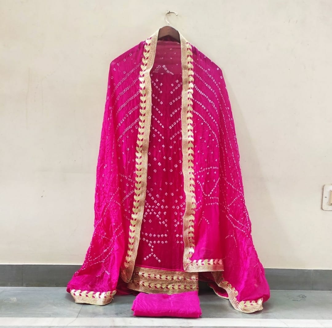 Bandhej silk Gotapatti suits, OR, KCPC