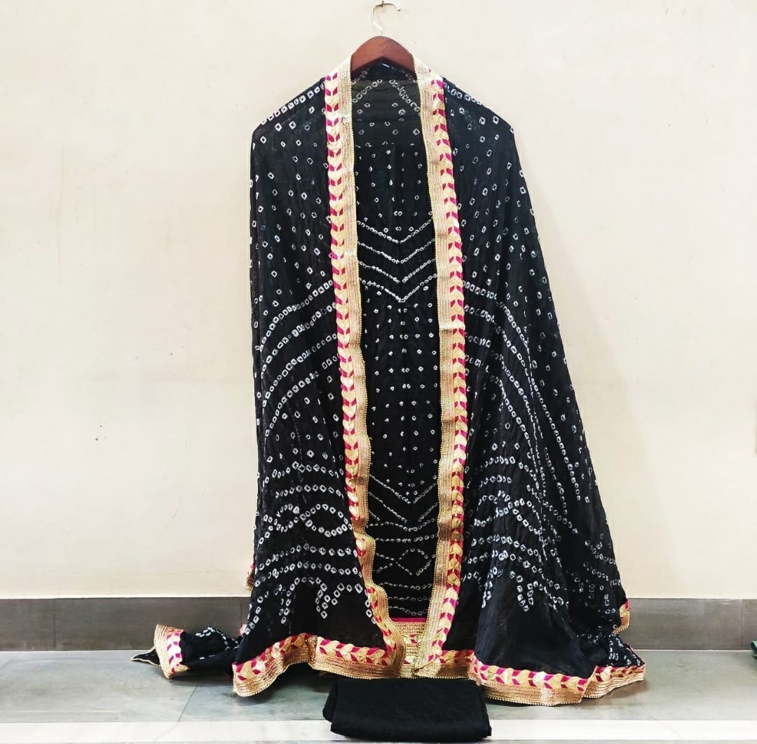 Bandhej silk Gotapatti suits, OR, KCPC