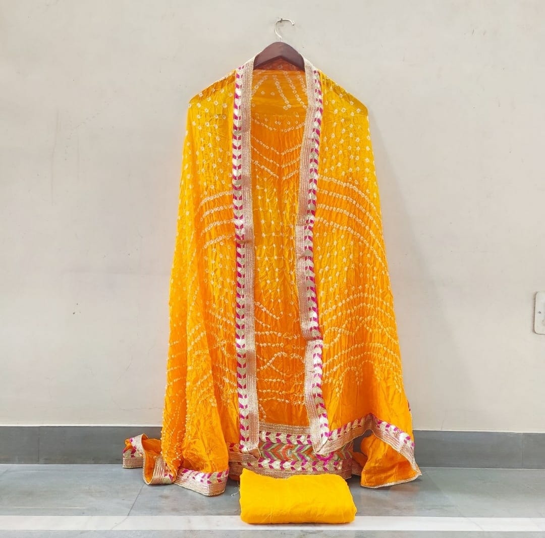 Bandhej silk Gotapatti suits, OR, KCPC