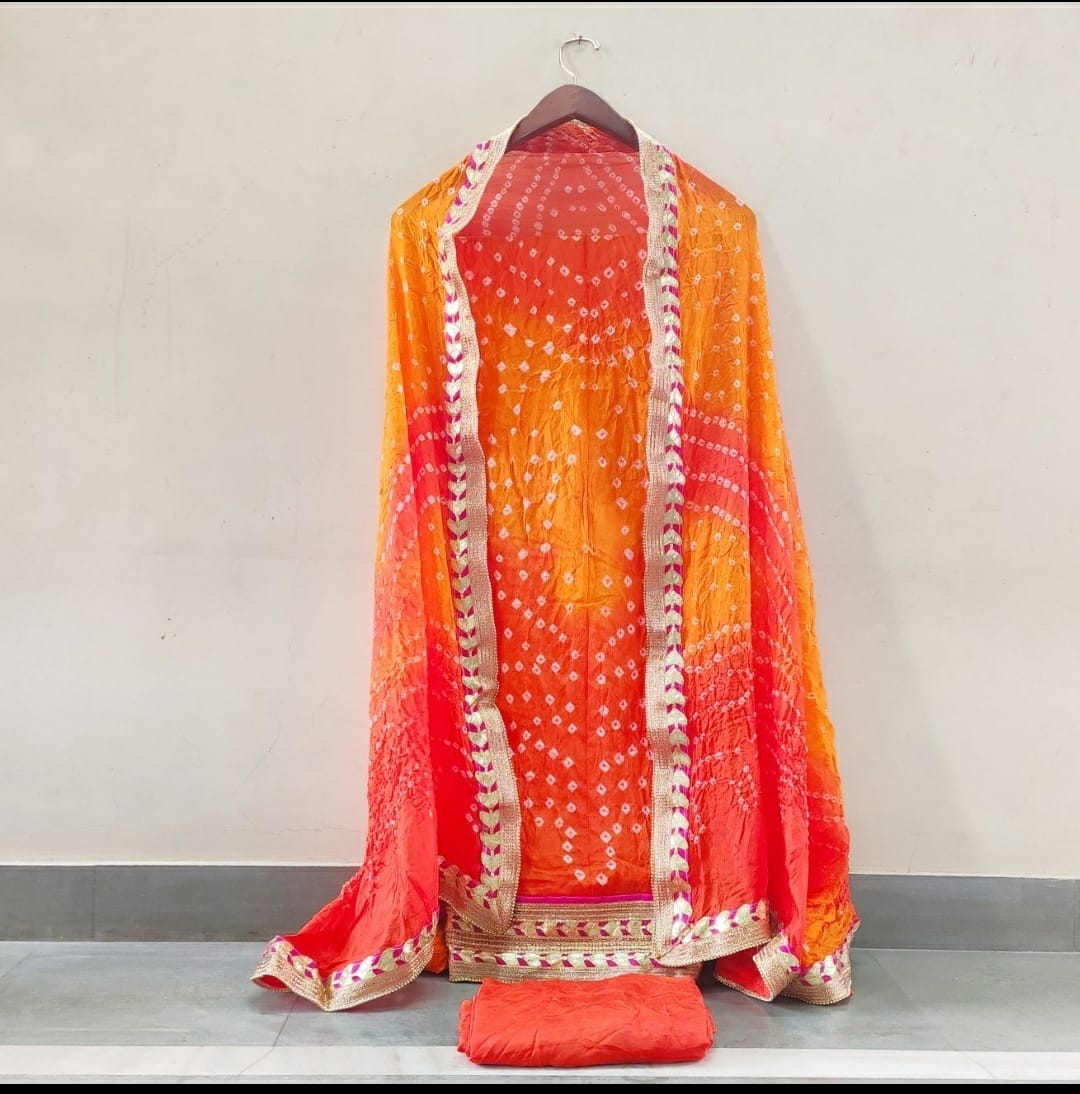 Bandhej silk Gotapatti suits, OR, KCPC