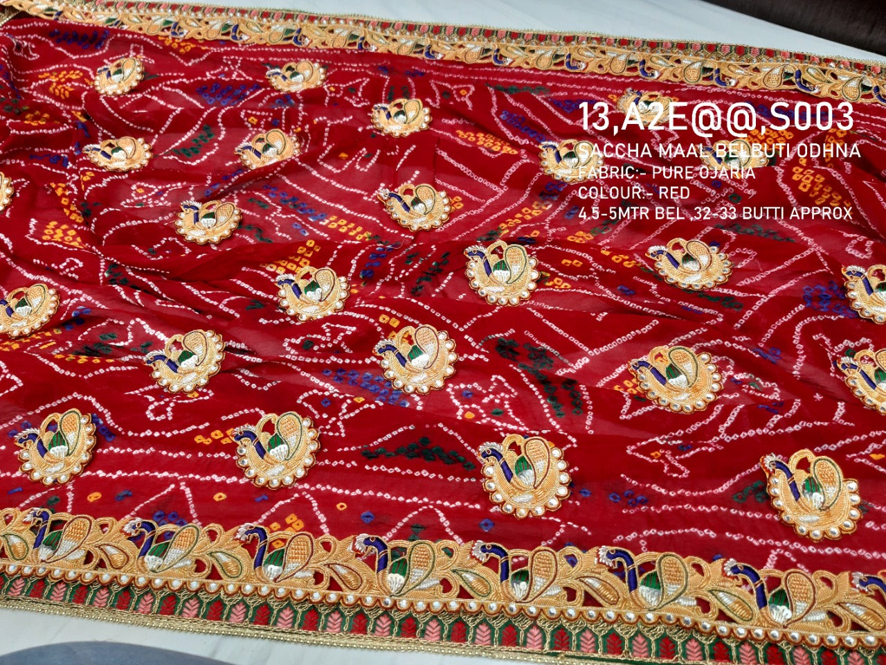 Latest Peacock Belbuti Sacha Maal Marwadi Piliya chundi Odhna, NR, KC