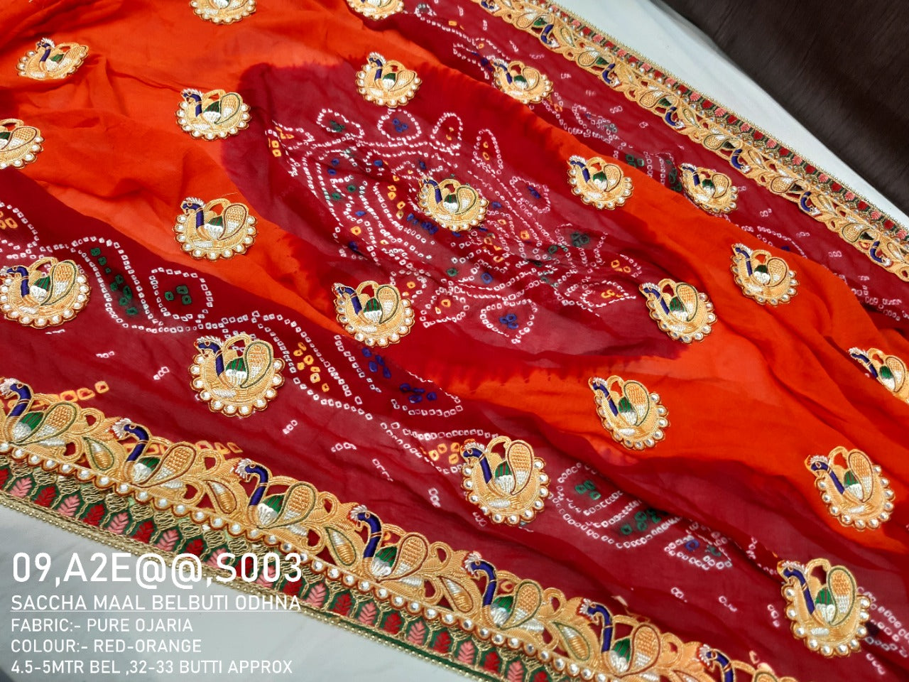 Latest Peacock Belbuti Sacha Maal Marwadi Piliya chundi Odhna, NR, KC