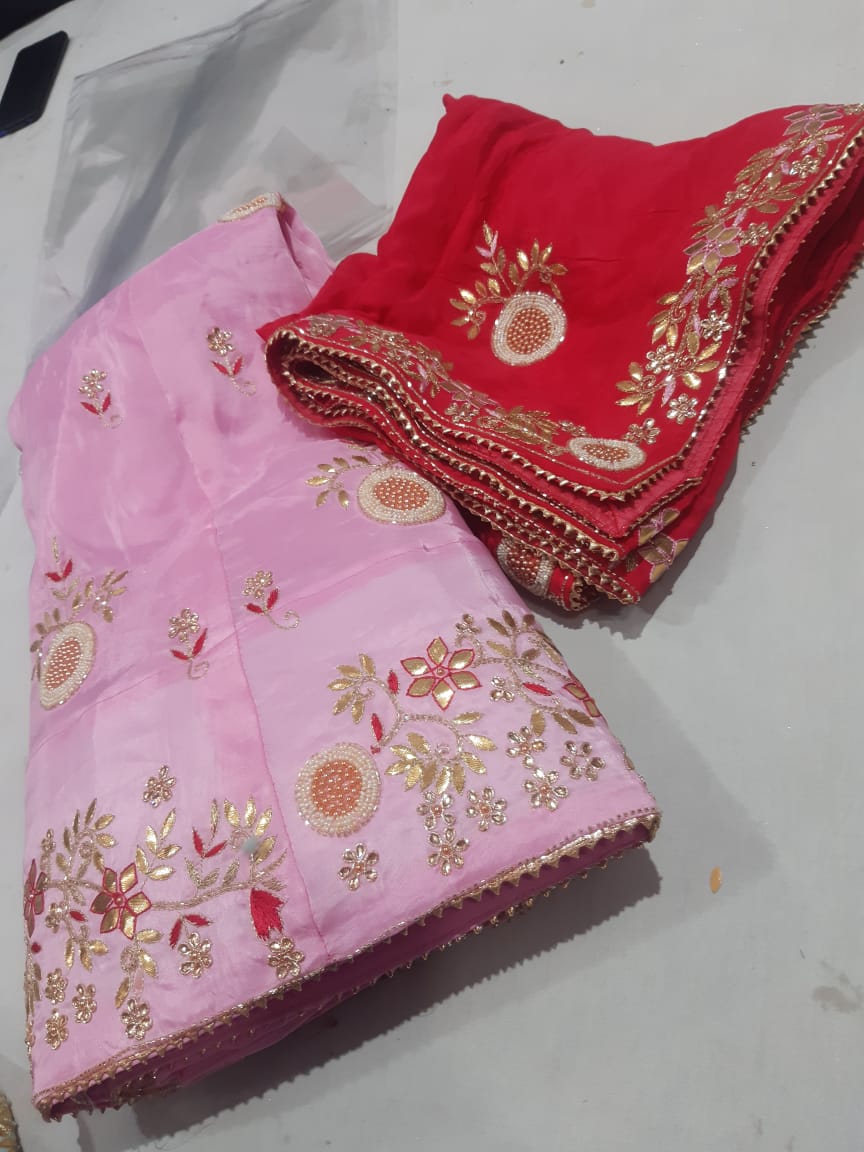 Designer Cut dana work partywear jaipuri Gotapatti Lehengas, NR, KML