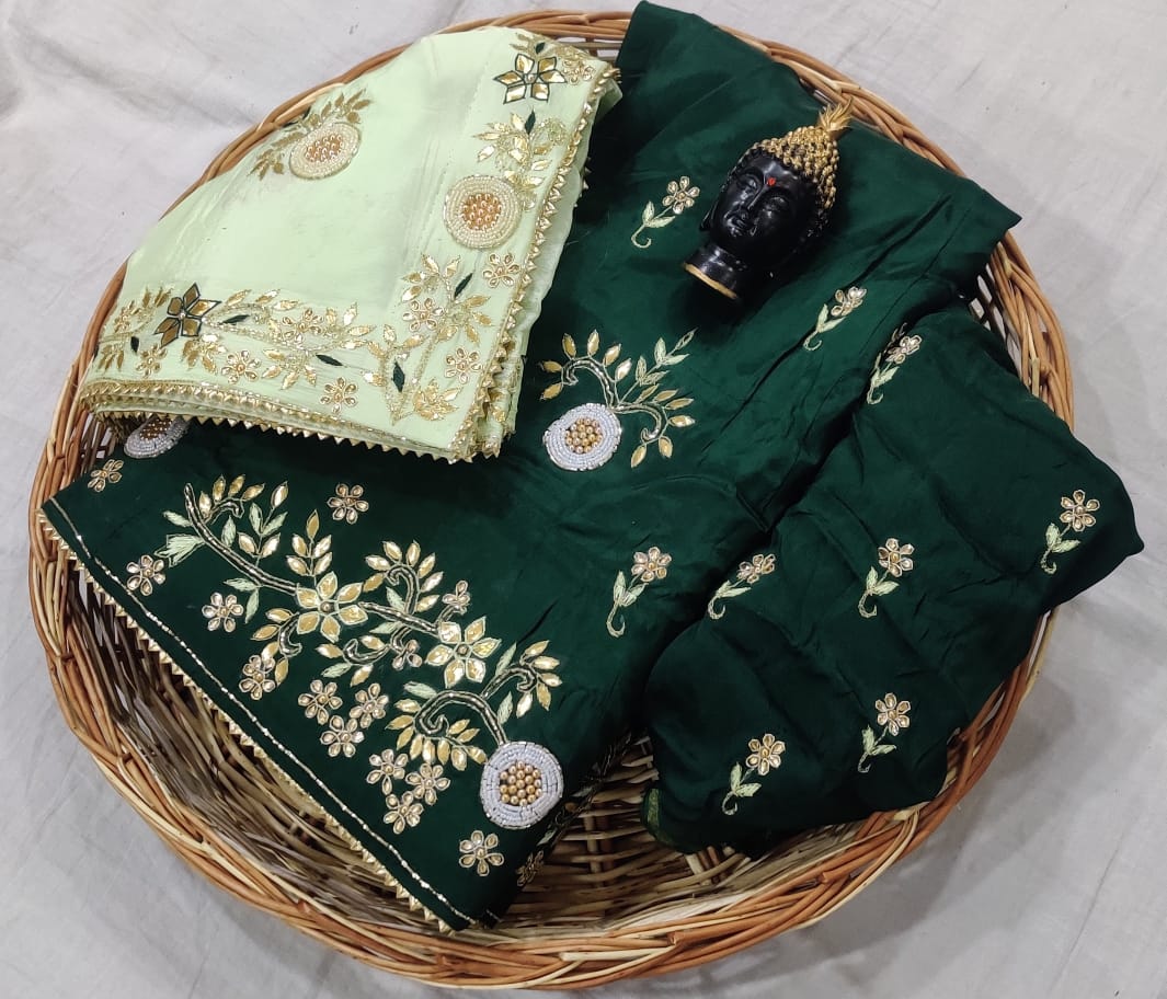 Designer Cut dana work partywear jaipuri Gotapatti Lehengas, NR, KML