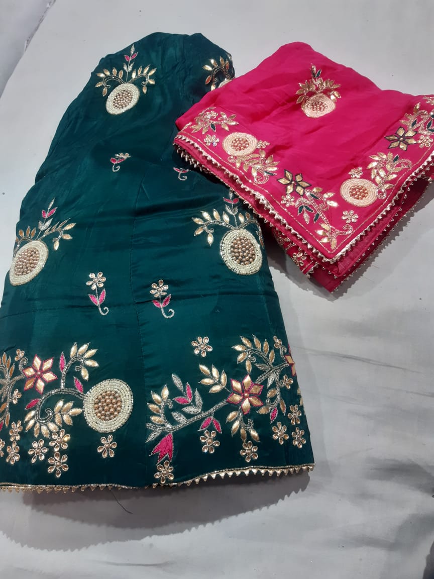 Designer Cut dana work partywear jaipuri Gotapatti Lehengas, NR, KML