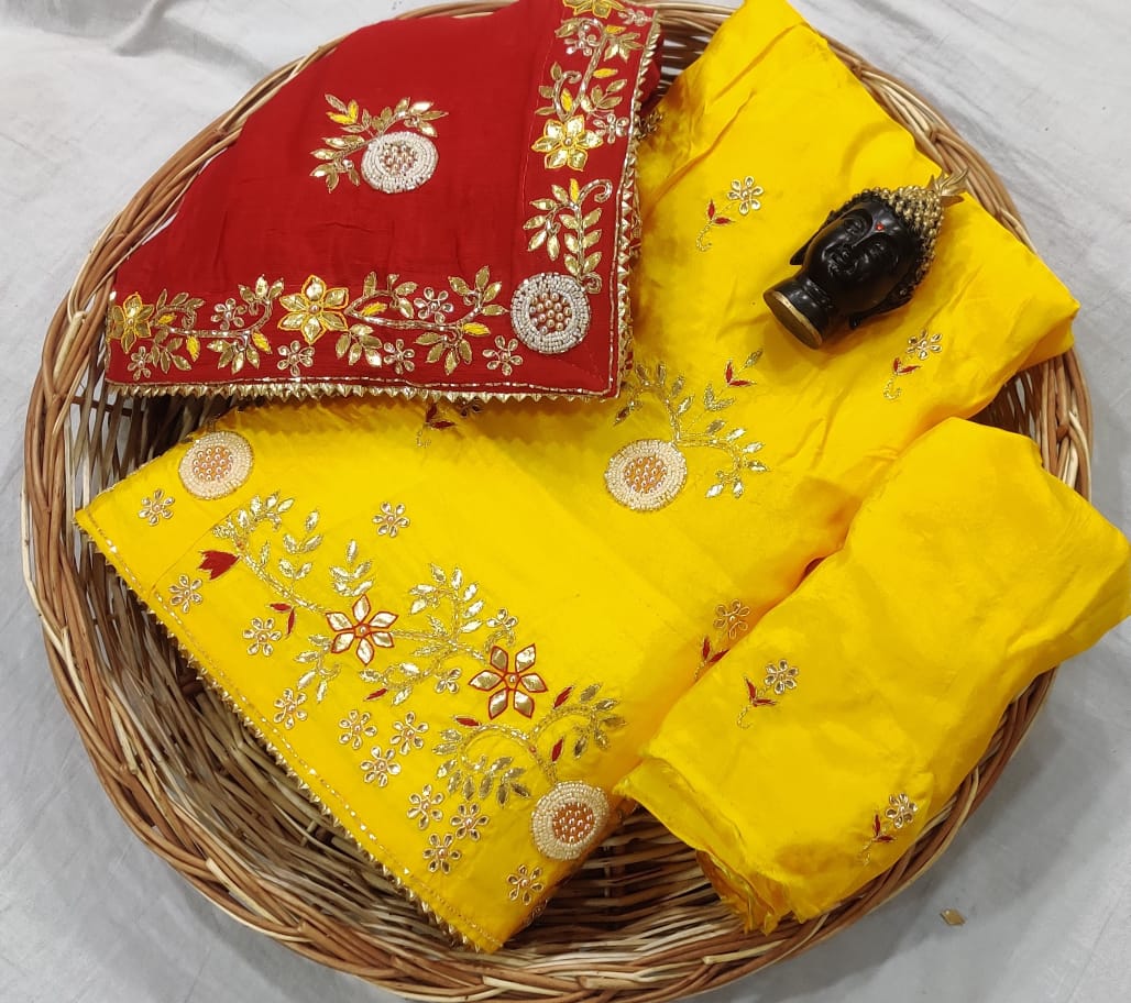 Designer Cut dana work partywear jaipuri Gotapatti Lehengas, NR, KML