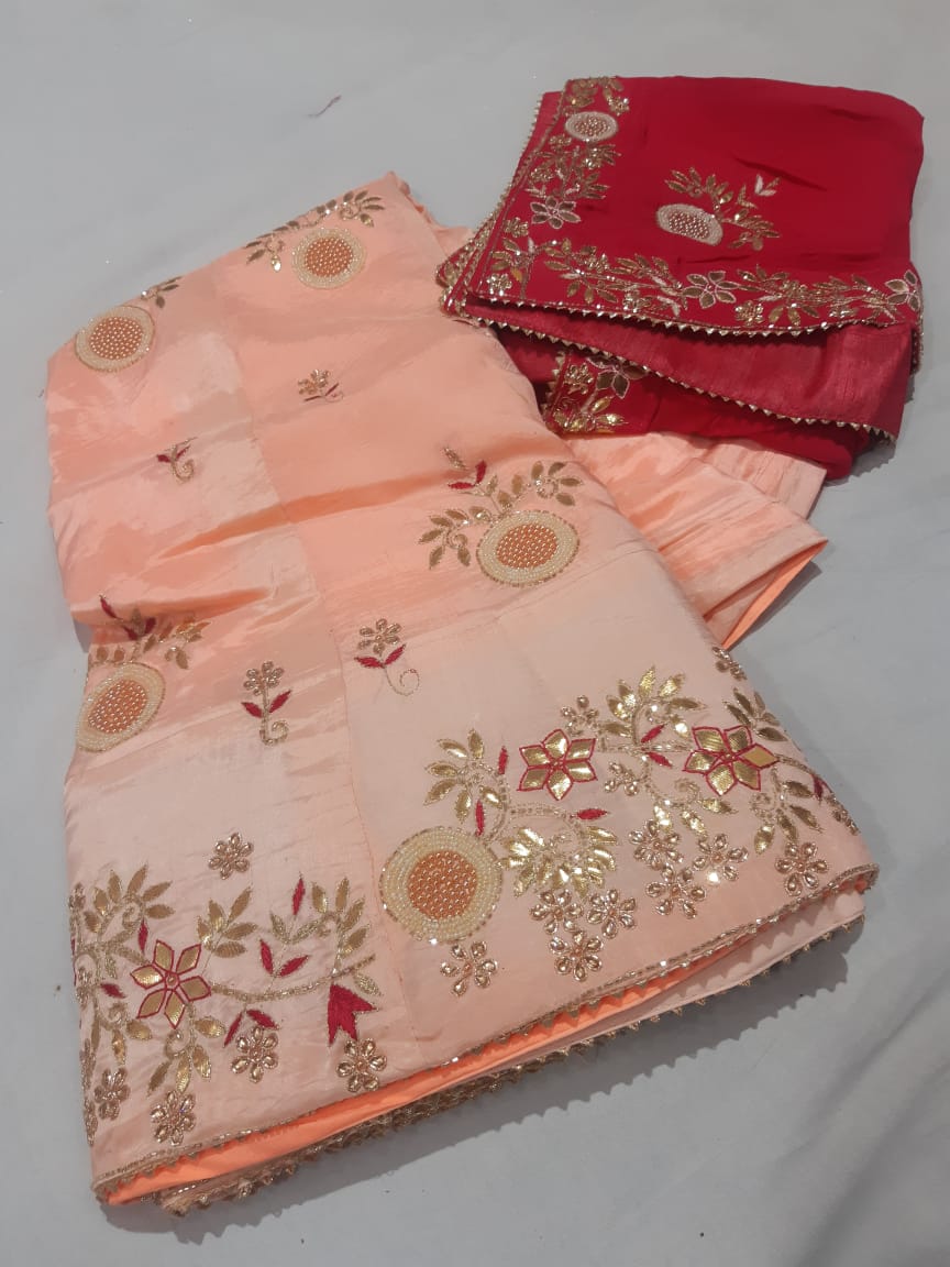 Designer Cut dana work partywear jaipuri Gotapatti Lehengas, NR, KML