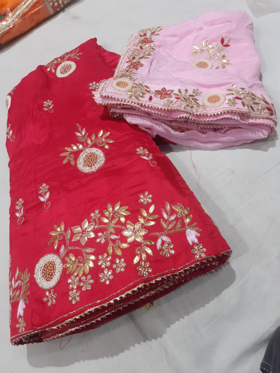 Designer Cut dana work partywear jaipuri Gotapatti Lehengas, NR, KML