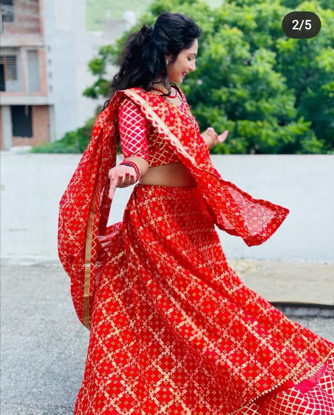 Gharchola Rajasthani Bandhej Kotta Doriya Lehengas Nr Kml Red Lehenga