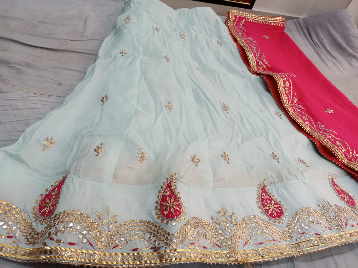 Pure Uppda silk langha & pyour chinon Duptta