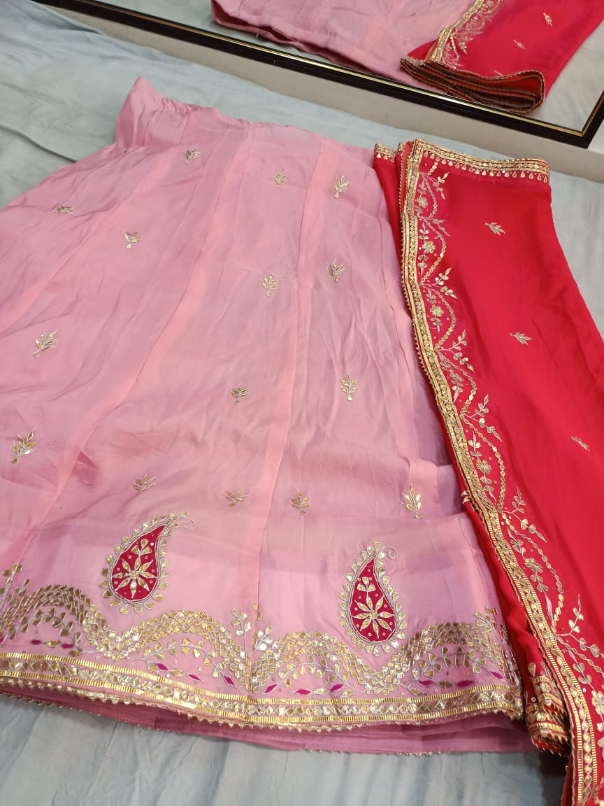 Pure Uppda silk langha & pyour chinon Duptta