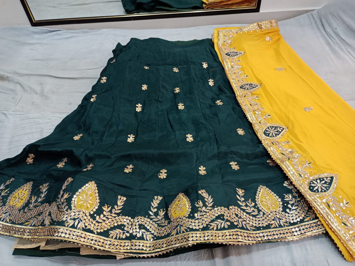 Pure Uppda silk langha & pyour chinon Duptta