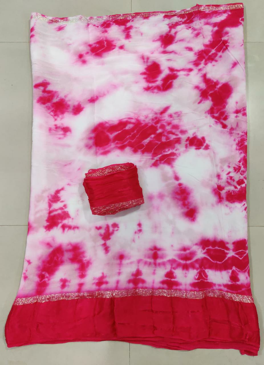 Pure Georgette Shibori Satin Patta Border Saree