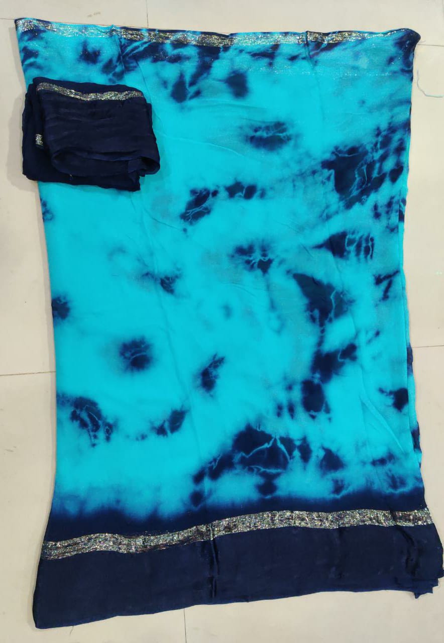 Pure Georgette Shibori Satin Patta Border Saree