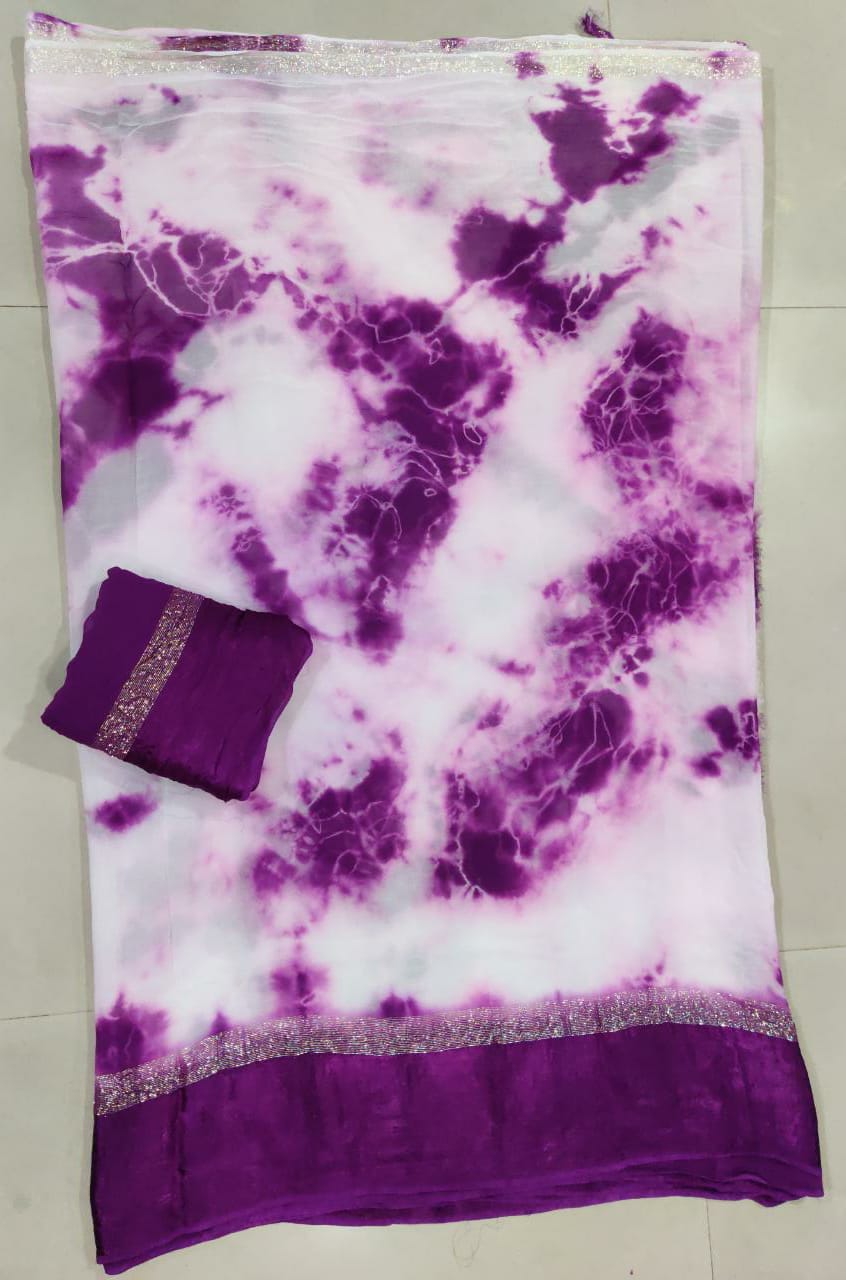 Pure Georgette Shibori Satin Patta Border Saree