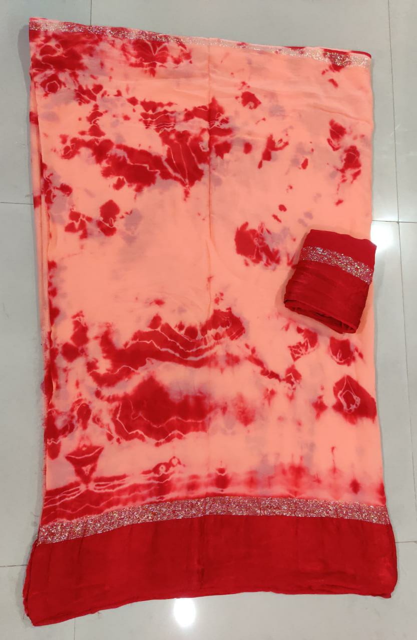 Pure Georgette Shibori Satin Patta Border Saree