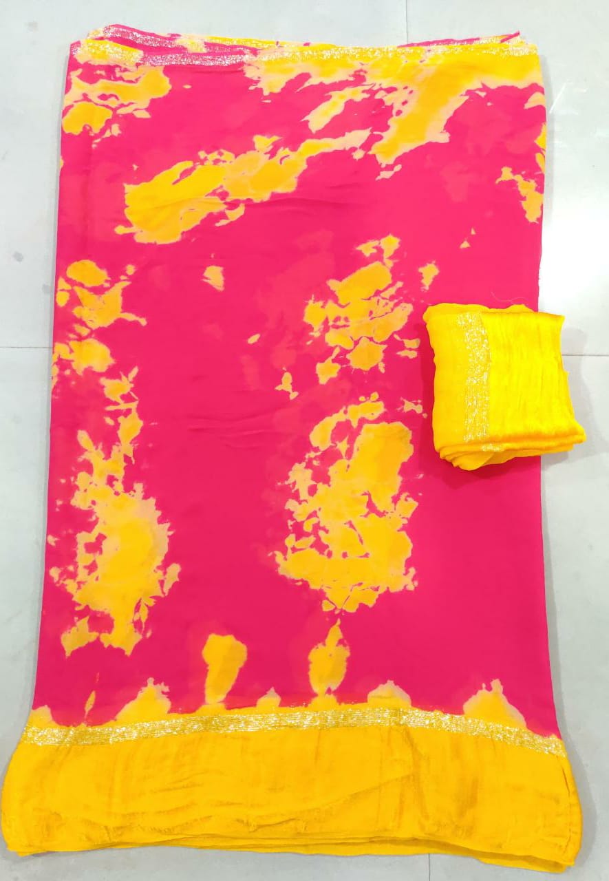 Pure Georgette Shibori Satin Patta Border Saree
