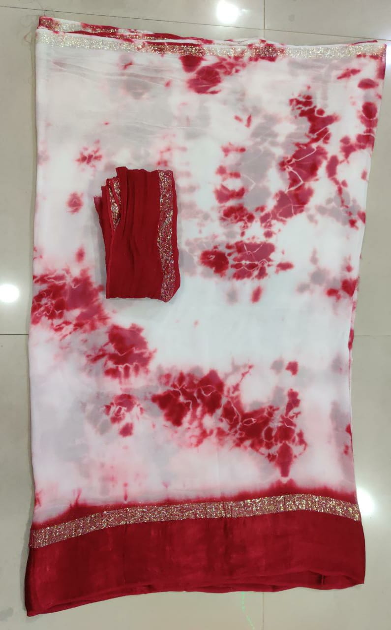 Pure Georgette Shibori Satin Patta Border Saree
