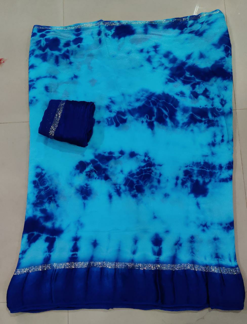 Pure Georgette Shibori Satin Patta Border Saree