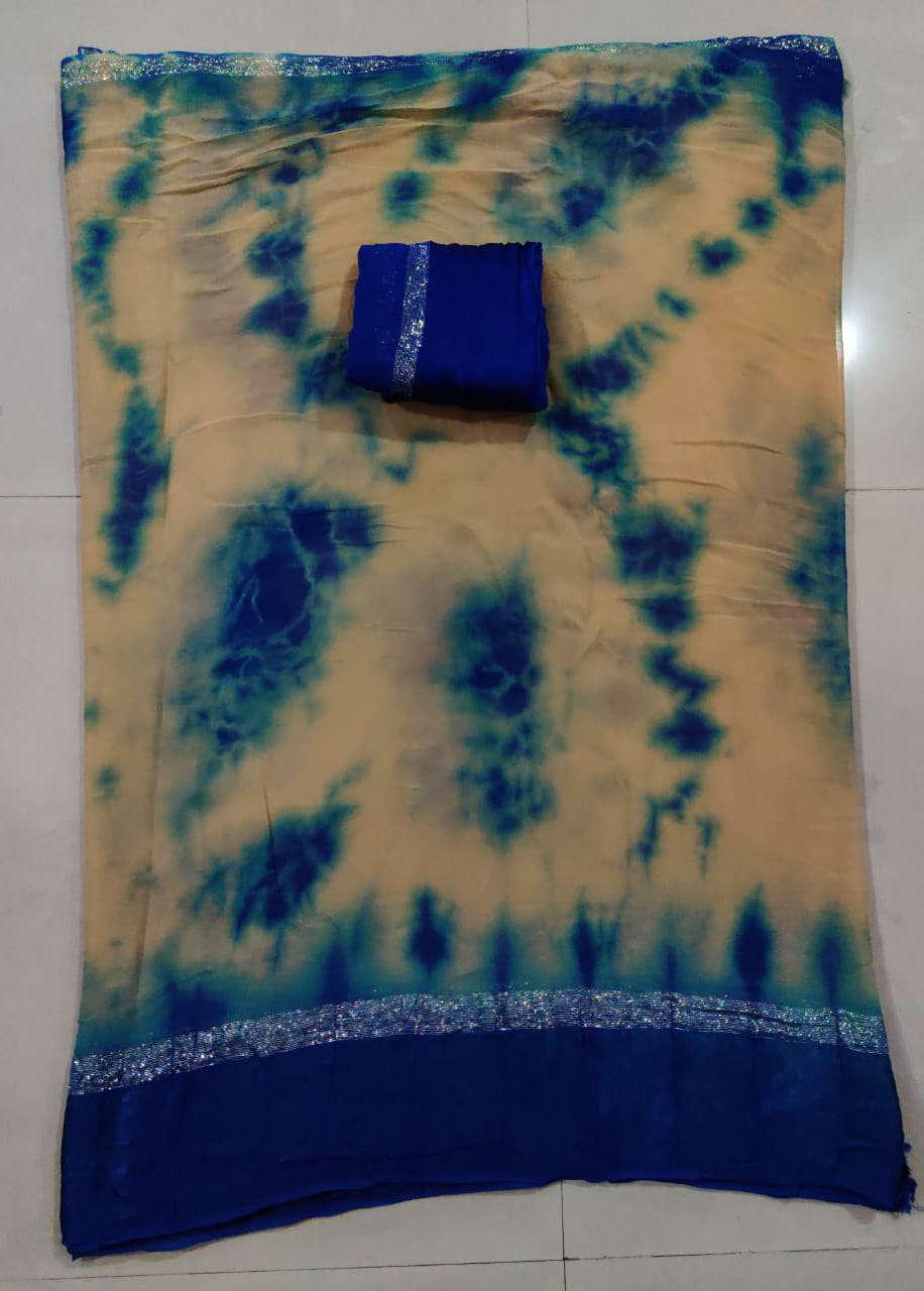 Pure Georgette Shibori Satin Patta Border Saree