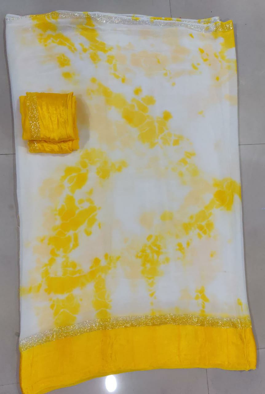 Pure Georgette Shibori Satin Patta Border Saree
