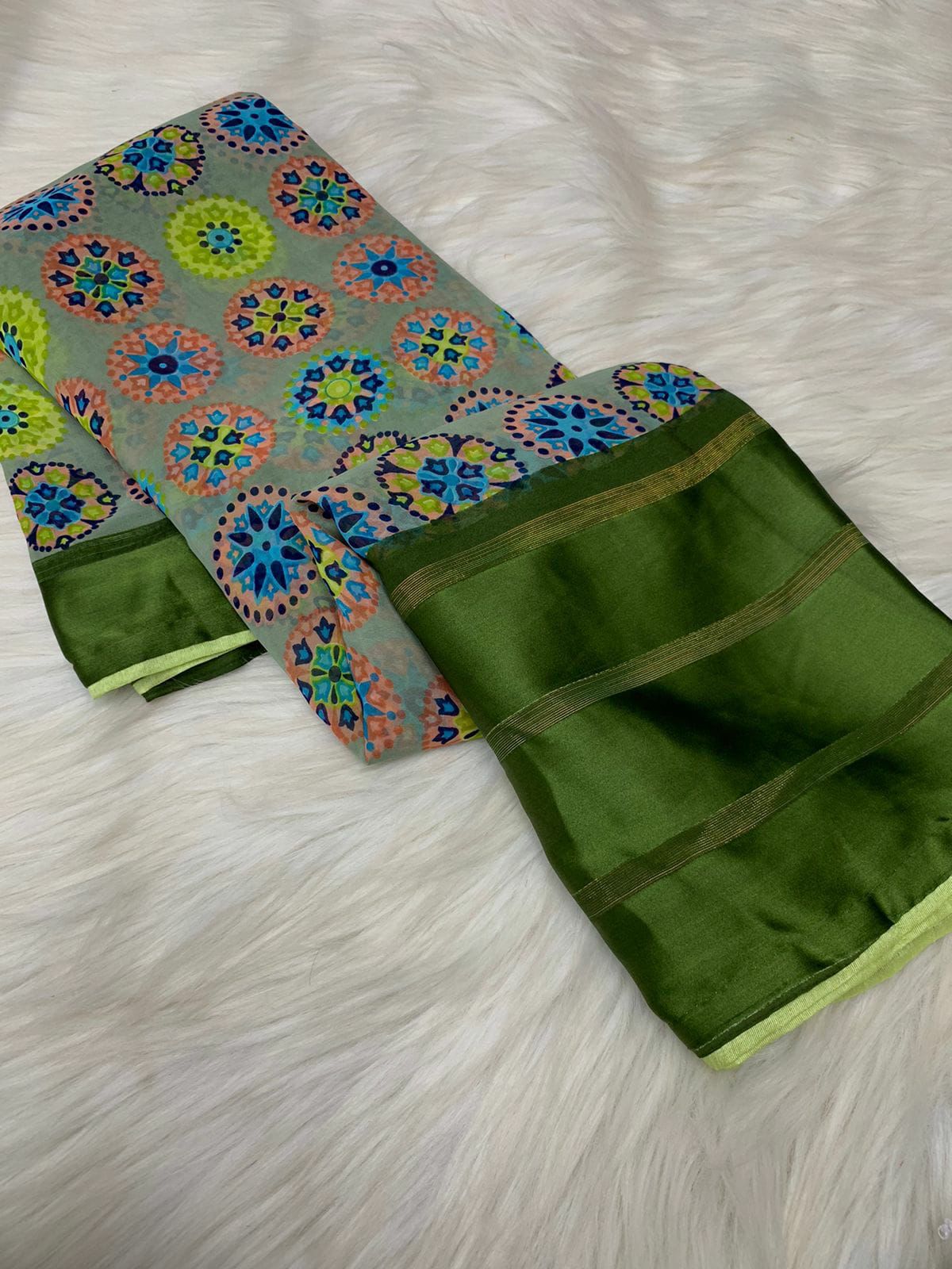 Weightless satin patta saree with jhalar in pallu digital prints, OR, HRD