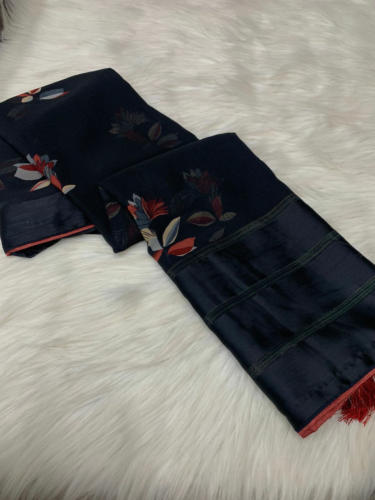 Weightless satin patta saree with jhalar in pallu digital prints, OR, HRD