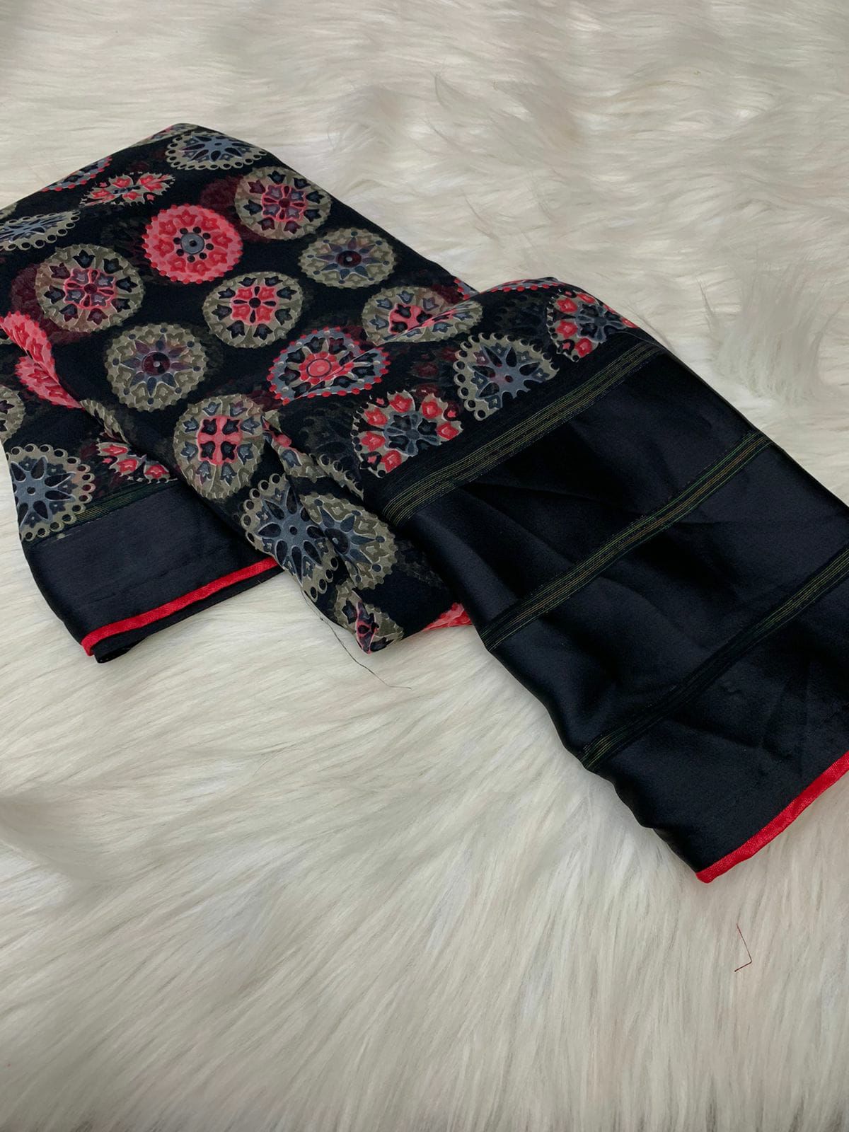 Weightless satin patta saree with jhalar in pallu digital prints, OR, HRD
