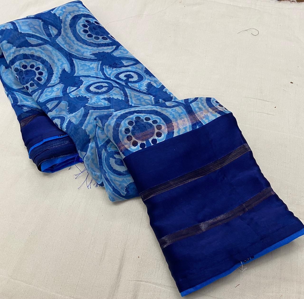 Weightless satin patta saree with jhalar in pallu digital prints, OR, HRD