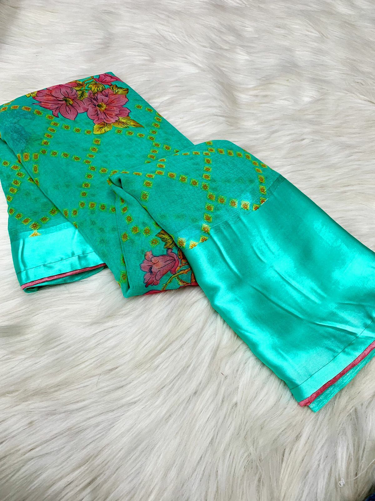 Weightless satin patta saree with jhalar in pallu digital prints, OR, HRD