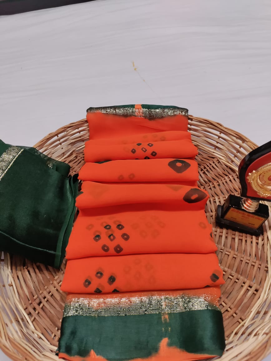 Pure Georgette Bandhani Saree rtk