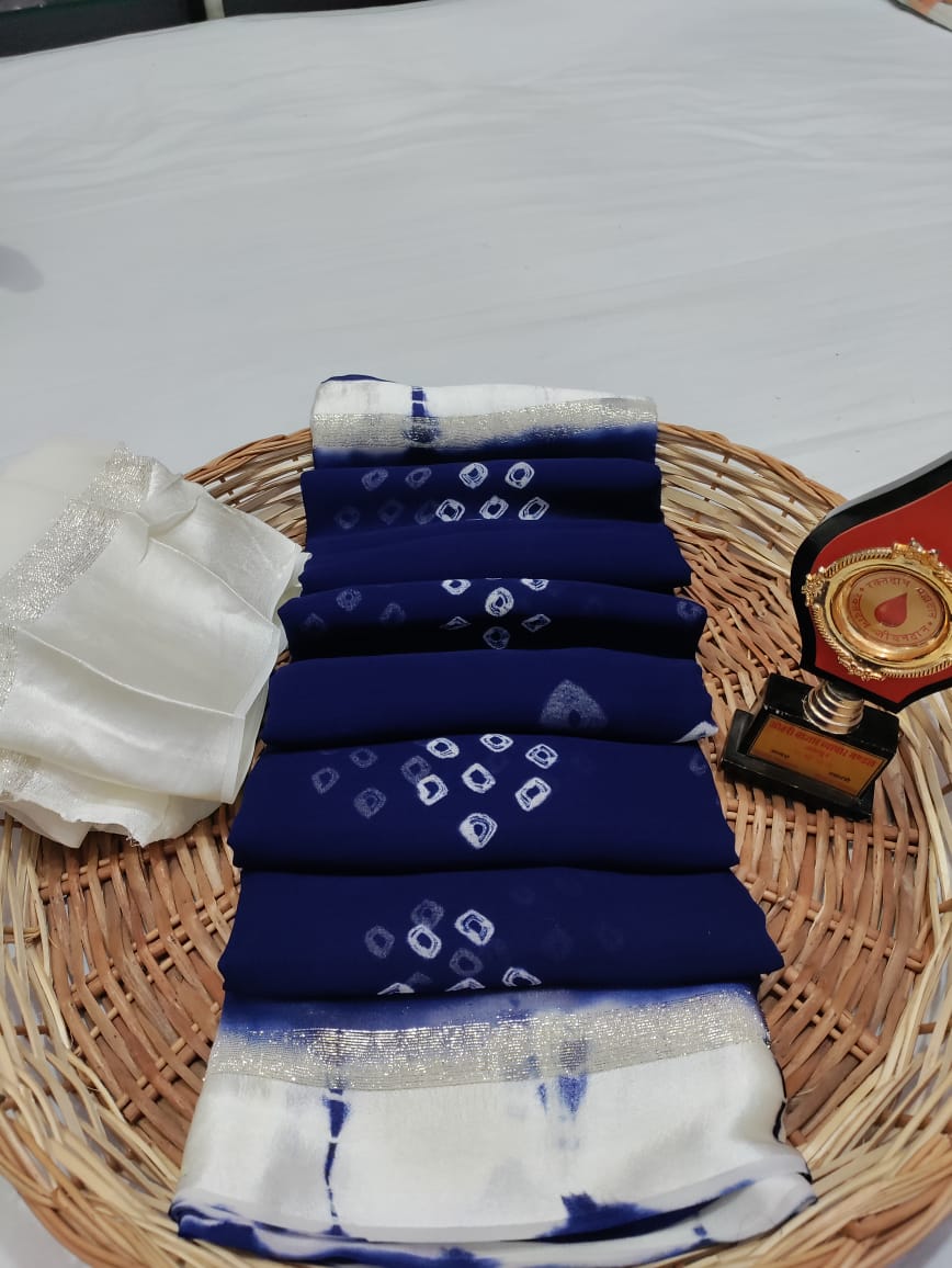 Pure Georgette Bandhani Saree rtk