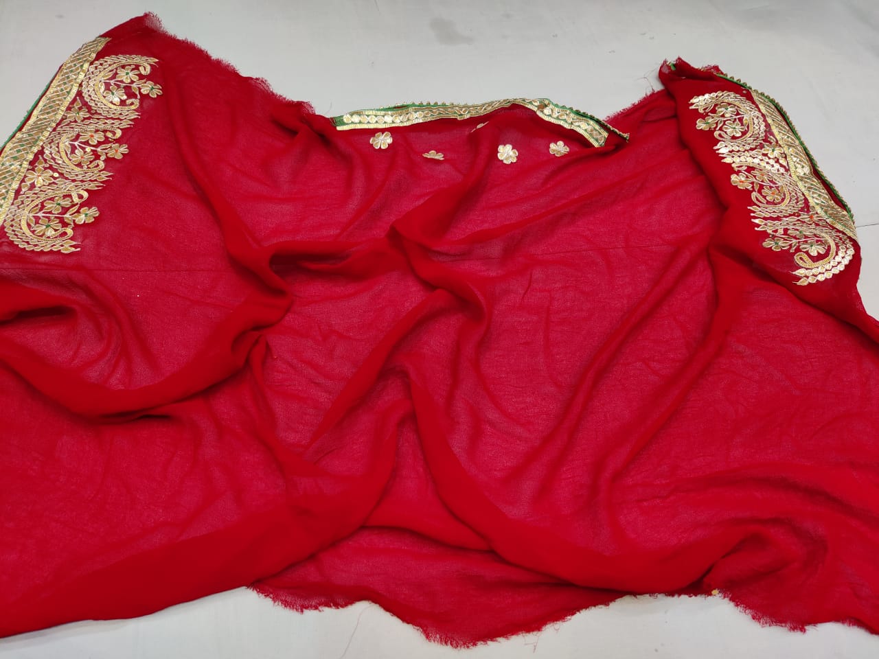Pure Georgette Heavy Hand Gotapatti Saree,IR ,AMT