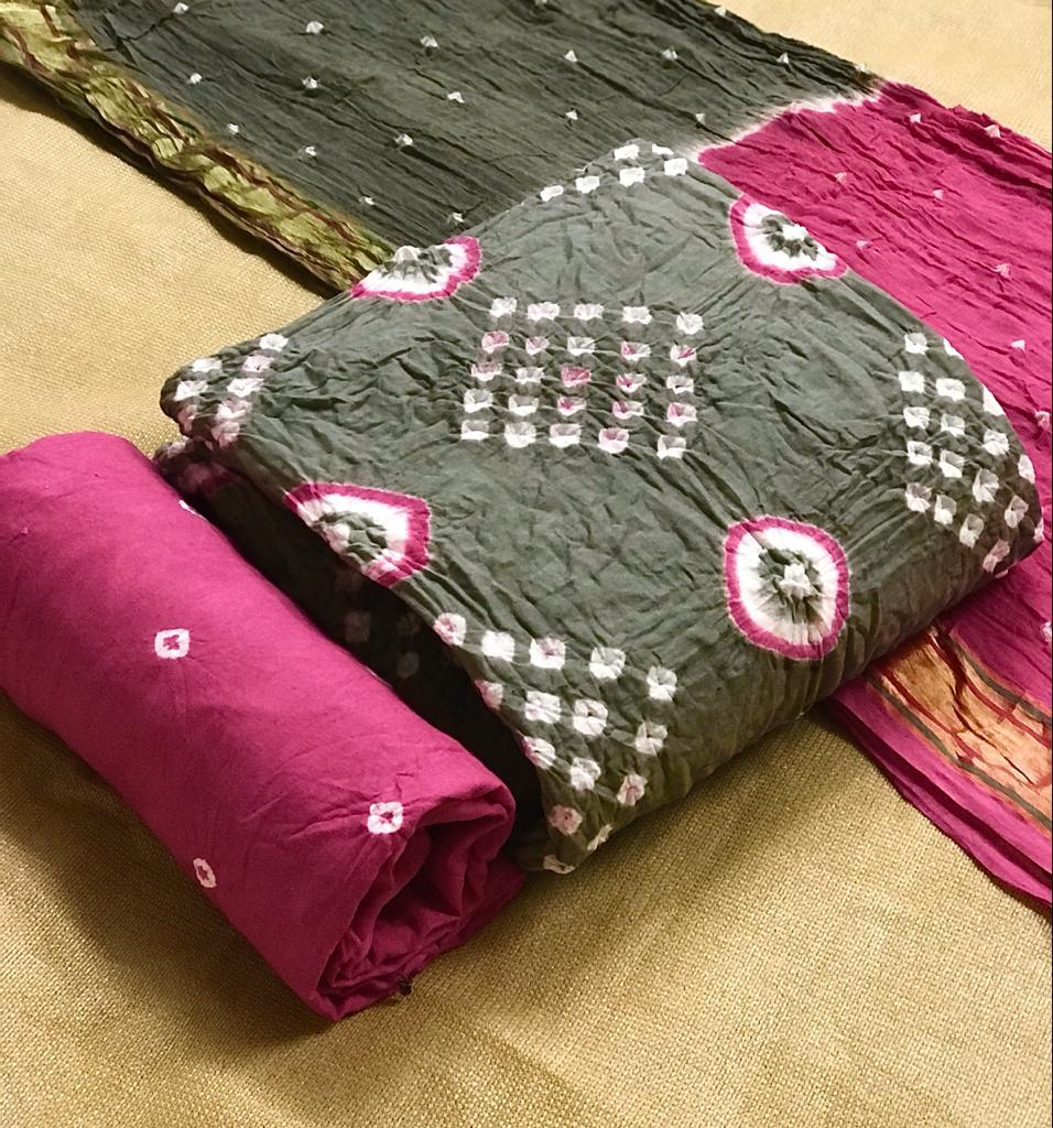 Latest Arrival Bandhani Suit Materials, OR, VT