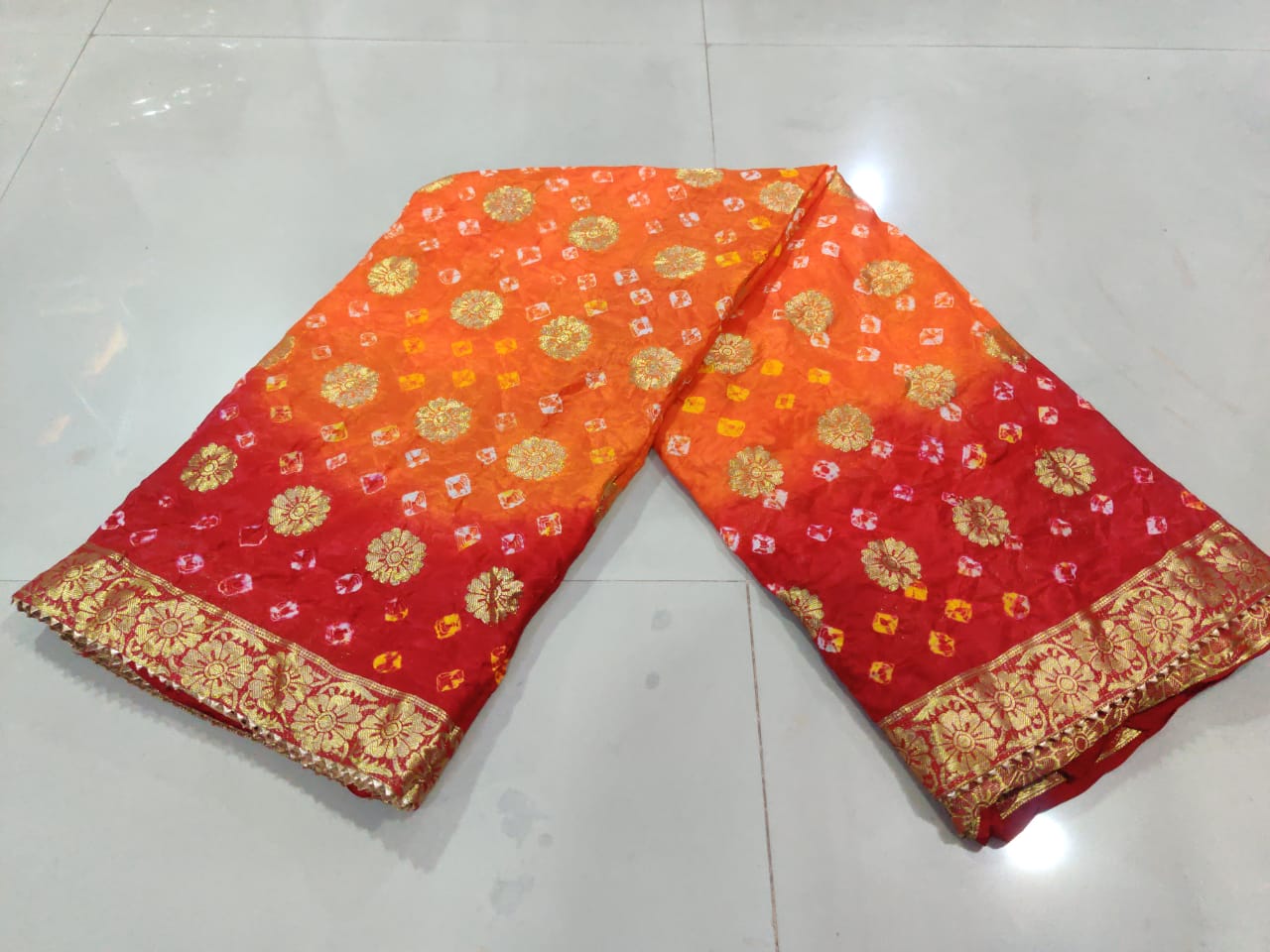 Pure Dolar Buti Tapeta Silk Zari Gotapatti Work Saree, IR
