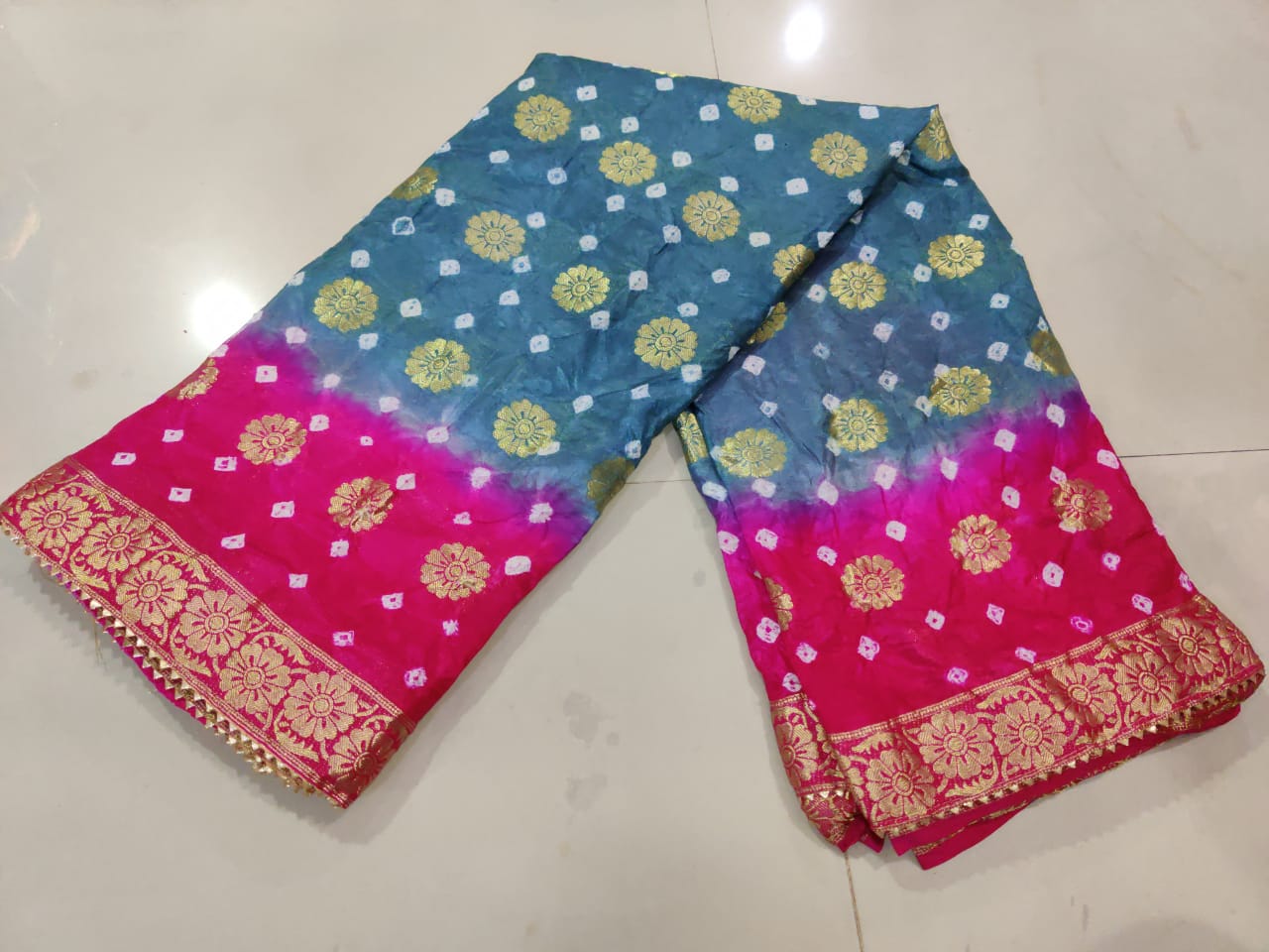 Pure Dolar Buti Tapeta Silk Zari Gotapatti Work Saree, IR